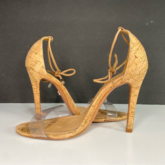 Schutz Womens Josseana Nude Beige Clear Strap Ankle Tie Heels Sandals Size 7.5 B - Picture 7 of 11